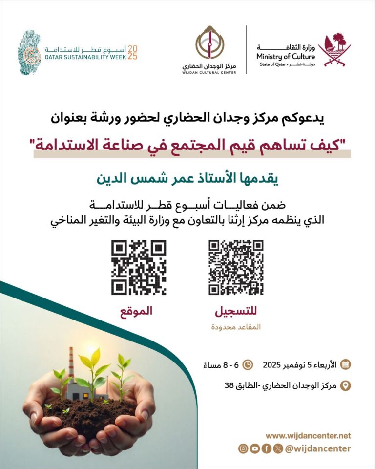 ورشة “كيف تساهم قيم المجتمع في صناعة الاستدامة؟” أسبوع قطر للاستدامة